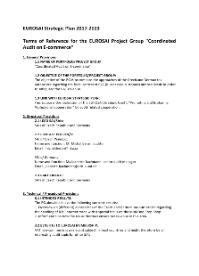 ToR EUROSAI Project Group “Coordinated  Audit on E-commerce”