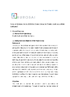 ToR EUROSAI Project Group for “Parallel Audit on Artificial Intelligence” 