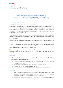 Delegation of the approval of EUROSAI financial backing